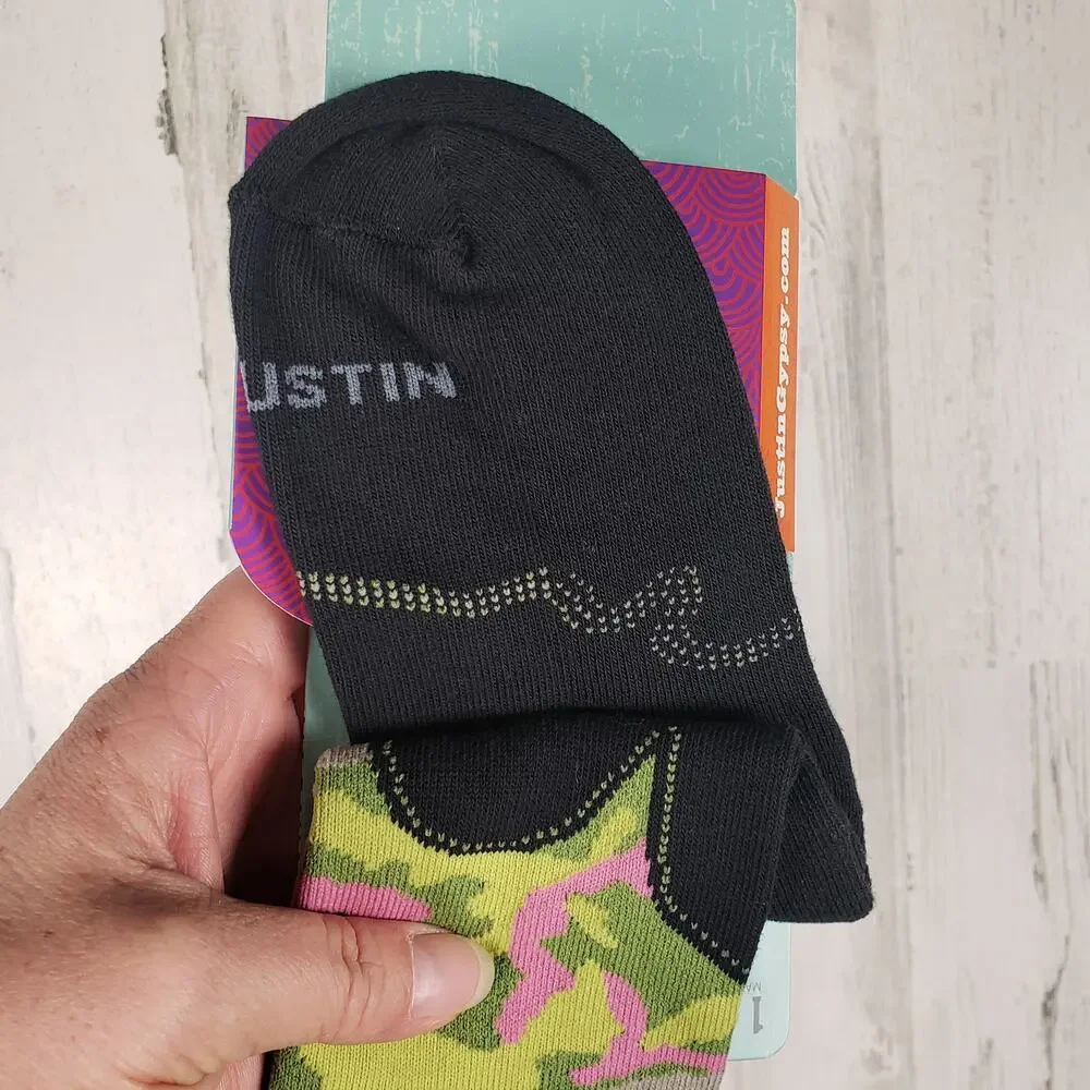 NWT Justin Boots Fashion Cushioned Sole Over The Calf Socks Women's Size Small
